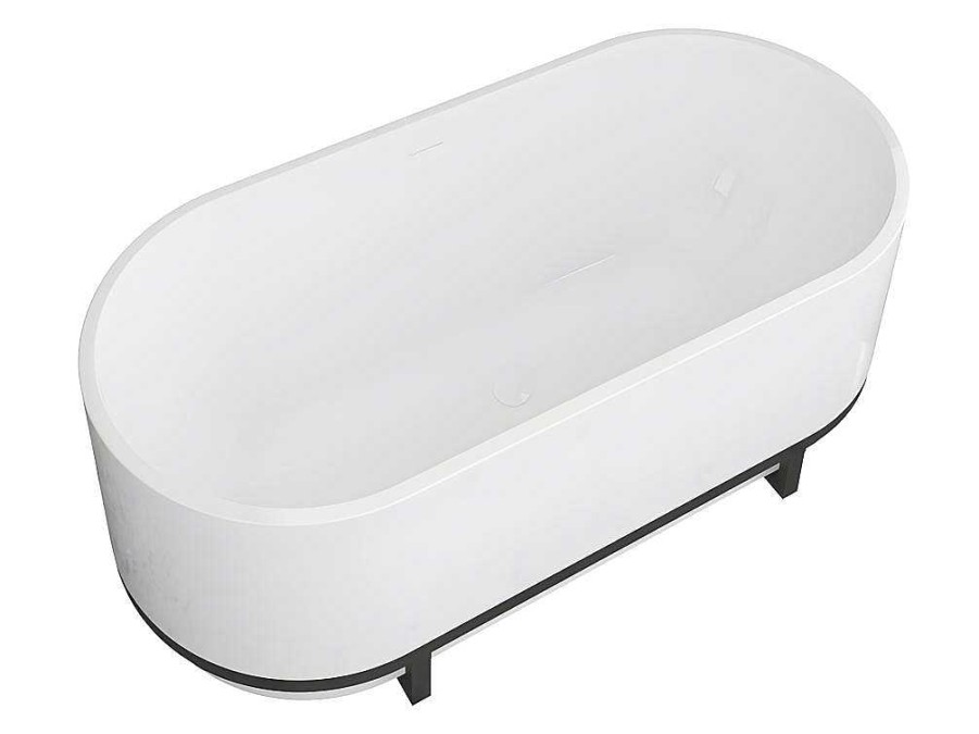 Banheira De Pousar | Shower & Design Banheira Classica Oval Com Decoracao Em Metal De 230 L, Dimensoes 160 X 75 X 60 Cm Cor Branco Em Acrilico - Pleco