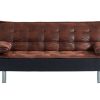 Sofa Cama Clic-Clac E Dobravel | Vente-unique Sofa Cama Clic Clac Em Microfibra Envelhecida E Pele Sintetica Preta - Mishan