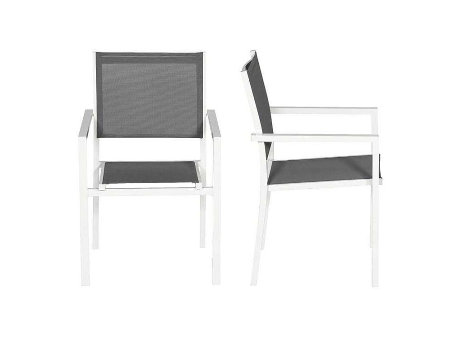 Conjunto Mesa E Cadeiras De Jardim | Happy Garden Conjunto De 8 Cadeiras De Aluminio Branco - Textileno Cinzento