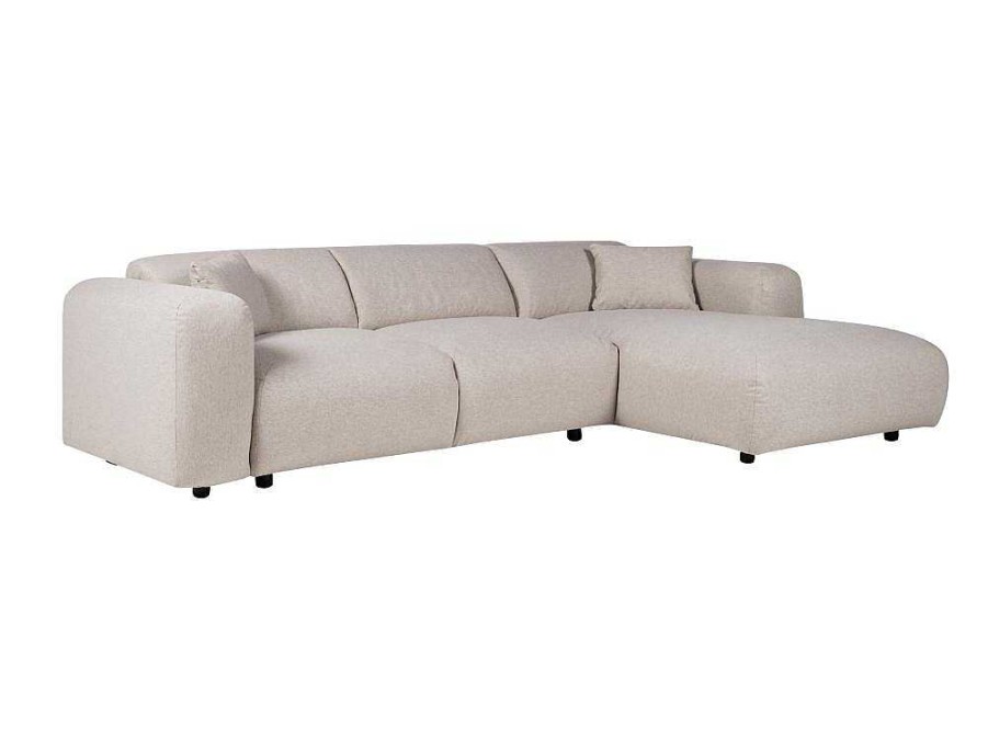 Sofa | Maison Céphy Sofa De Canto Direito Grande Em Tecido Matizado Bege - Pogni