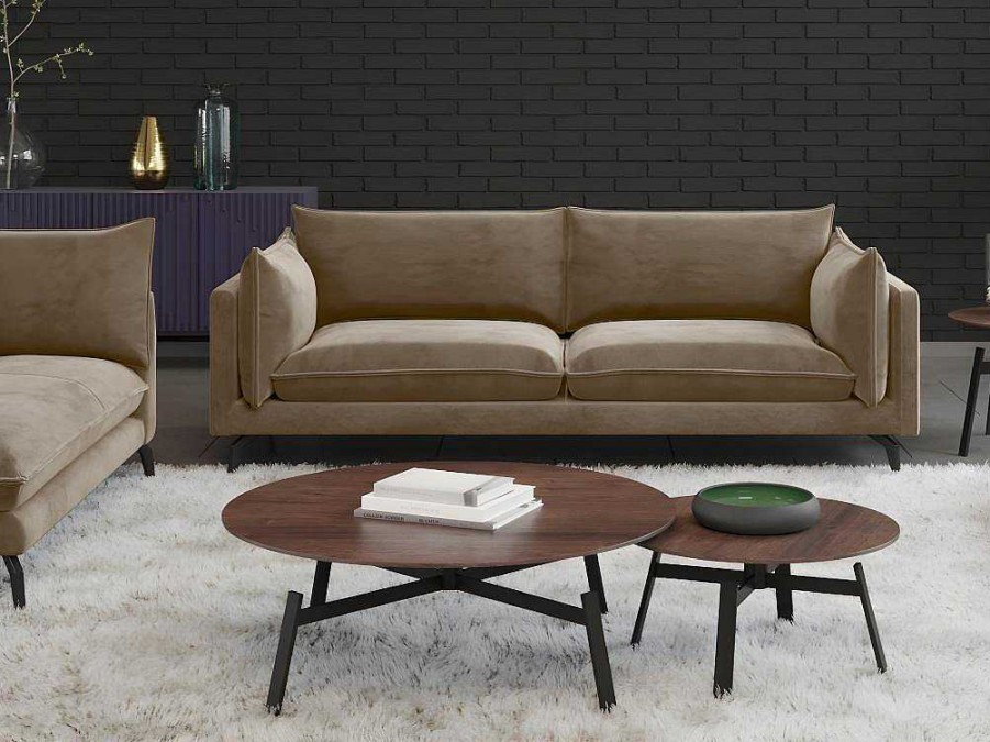 Conjunto De Sofa | Vente-unique Sofa De 3+2 Lugares Em Veludo Kestrel - Bege