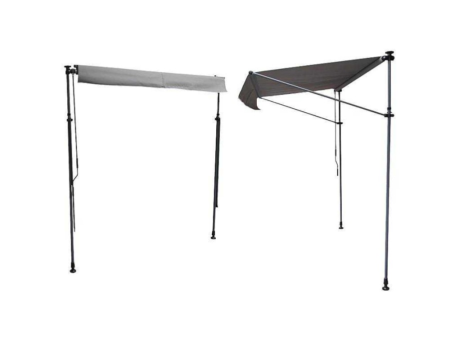 Toldo E Persiana De Exterior | Happy Garden Toldo De Varanda Chene 3 1,2M - Tecido Cinzento E Armacao Cinzenta