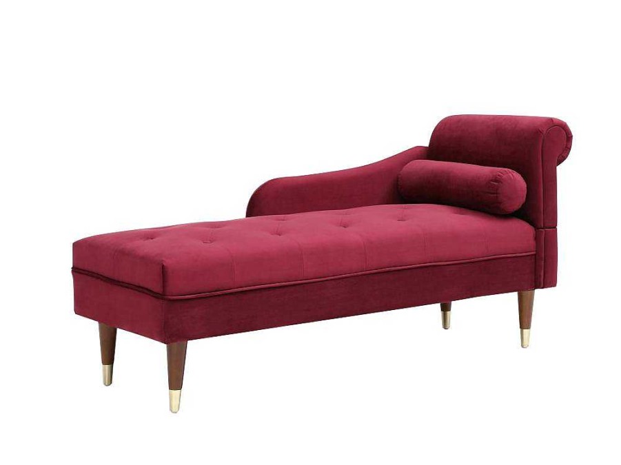 Chaise Longue | Vente-unique Chaise-Longue Esquerda Em Veludo Bordeaux - Umari