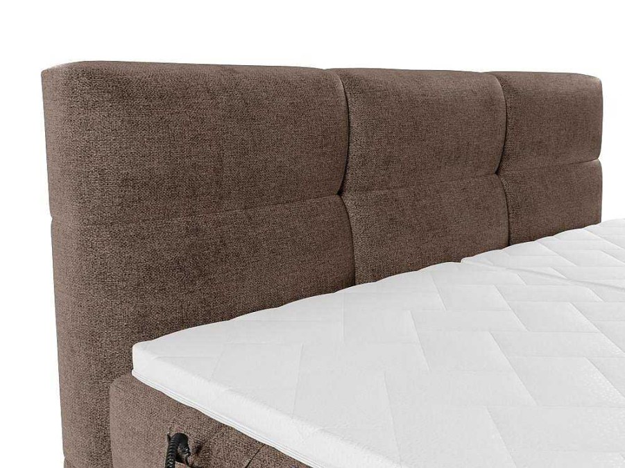 Cama Articulada | Palacio Conjunto Completo Boxspring Cabeceira De Cama Acolchoada + Sommiers Articulados Eletricos + Colchao + Sobrecolchao 2X90X200 Cm Tecido Castanho - Lodi De Palacio