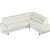 Sofa Em Pele Sintetica | Vente-unique Sofa De Canto Tamanho Xl Em Pele Sintetica Branco - Canto Direito - Romain