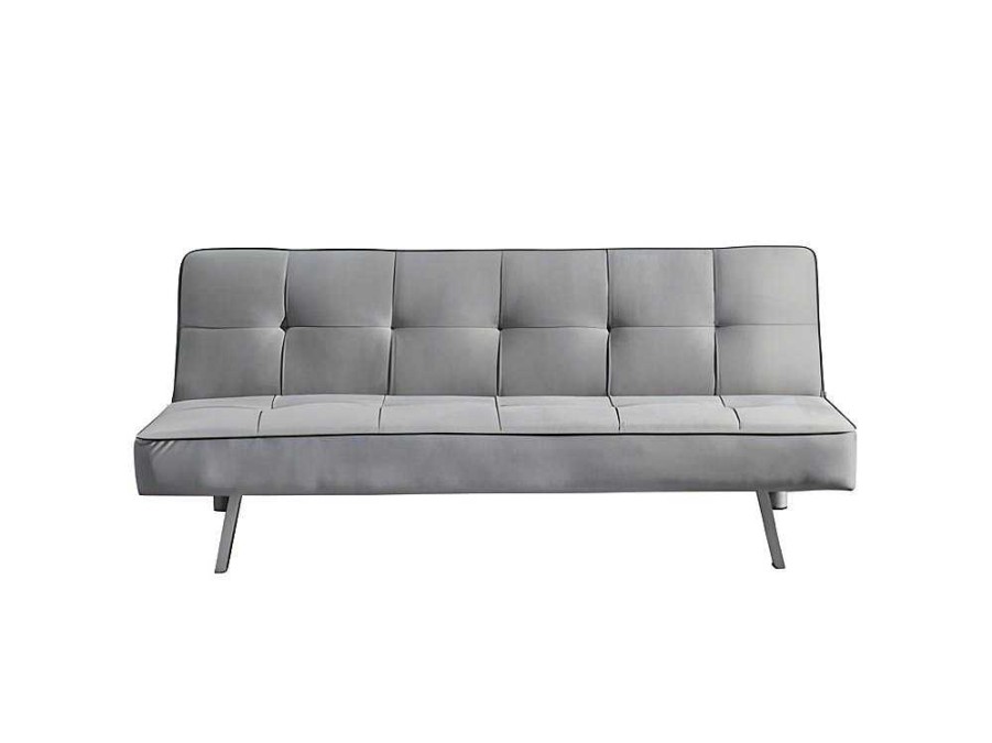 Sofa Cama Clic-Clac E Dobravel | Saldosystocks Sofa Cama 2 Plazas Ainhoa Clic Clac Terciopelo 175X74Cm Gris