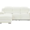 Sofa De Relaxamento Eletrico | Vente-unique Sofa De Canto Esquerdo Articulado Eletrico Pele Branco - Arena Iii