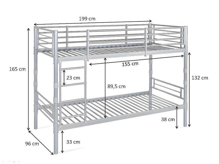 Cama De Adulto | Saldosystocks Oferta: Beliche Duplo Metal 90X190 Cm + 2 Colchoes