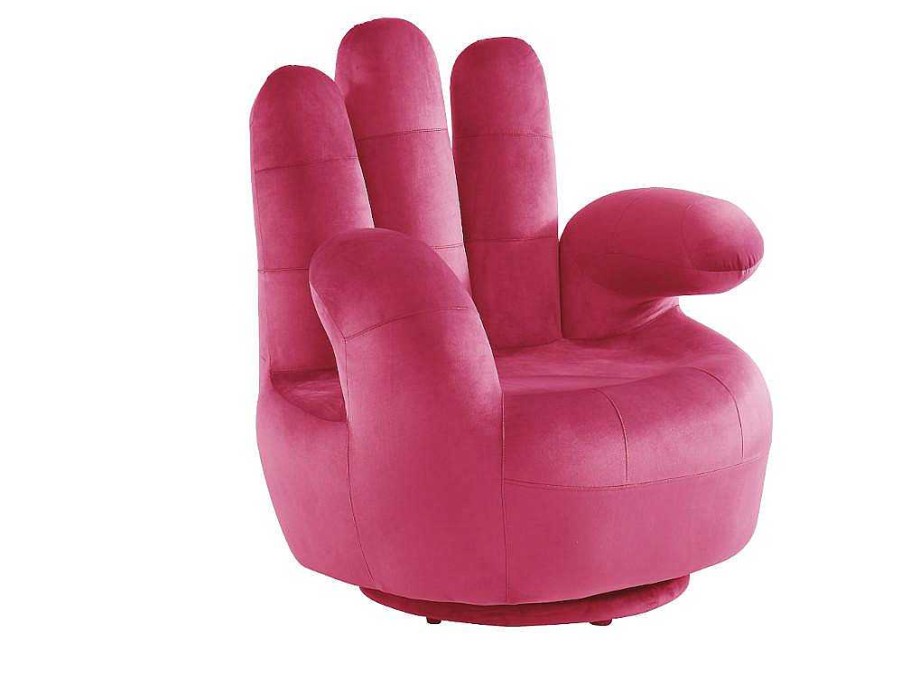 Poltrona Em Forma De Mao | Vente-unique Cadeirao Mao Giratorio Em Veludo Fucsia - Catchy