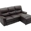 Sofa De Relaxamento Manual | Vente-unique Sofa De Canto Direito Articulado Pele Sintetica Castanho - Canby