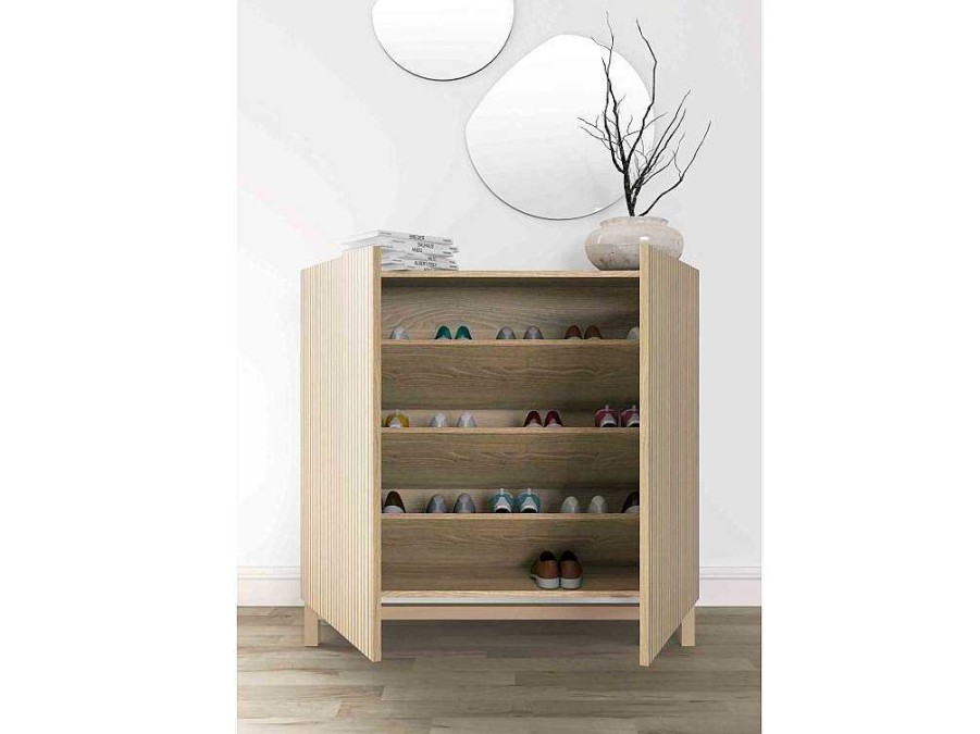 Sapateira | Herdasa Sapateiro/Movel Organizacao - H90Cm X L90Cm X P27Cm Chene Portas Serrado - Hanko