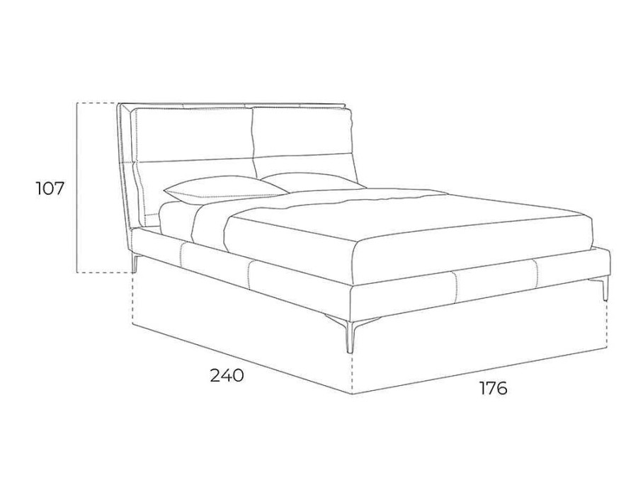 Cama De Adulto | Angel Cerda Cama Com Estrutura De Madeira De Pinho Estofada Em Couro Ecologico 7014