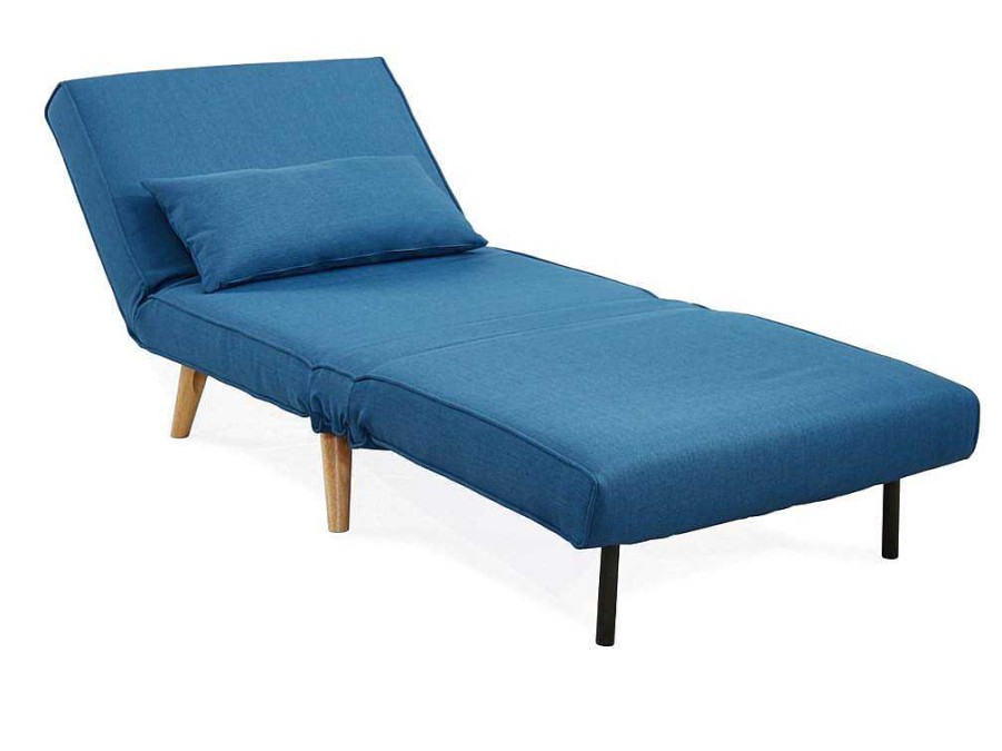 Poltrona Cama | Vente-unique Cadeirao Convertivel Em Tecido Azul - Posio