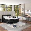 Cama Articulada | Palacio Conjunto Boxspring Cabeceira De Cama + Sommier De Relaxamento Eletrico + Colchao + Sobrecolchao Castel Da Palacio - 2X90X200 Cm - Tecido Antracite