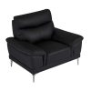 Poltrona Em Pele | LINEA SOFA Poltrona Em Couro Preto - Atesso