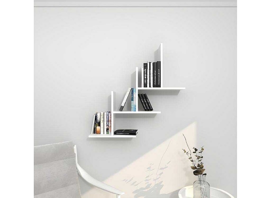 Biblioteca, Vitrina, Estante | Homemania Prateleira Eclipse, Branco, 80X20X81,6 Cm, Epikasa