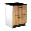 Movel De Cozinha | Vente-unique Armarios De Cozinha, 1 Movel Baixo E 1 Movel Alto, 2 Gavetas E 1 Porta Cor Natural E Preto - Trattoria