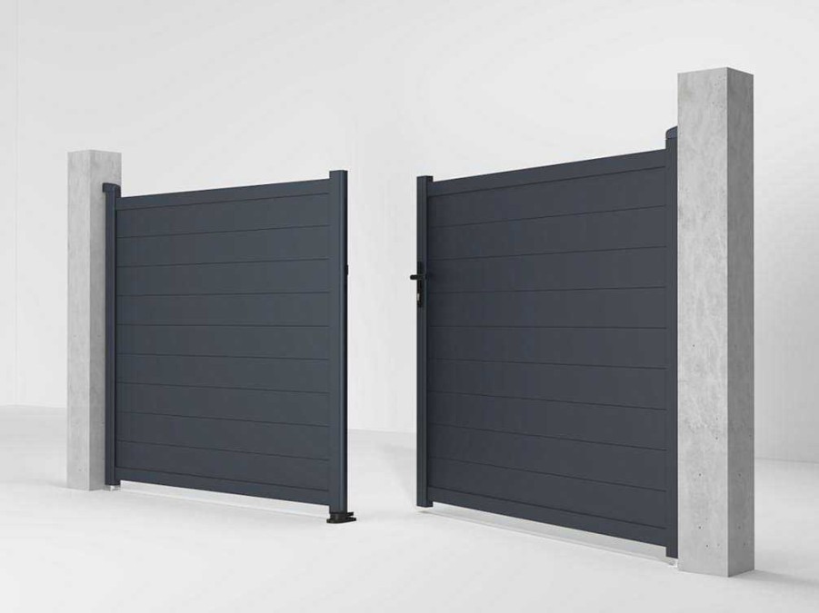 Porta E Portao | EXPERTLAND Portao De Batente Motorizado Em Aluminio Antracite De C355 X A166 Cm - Nazario