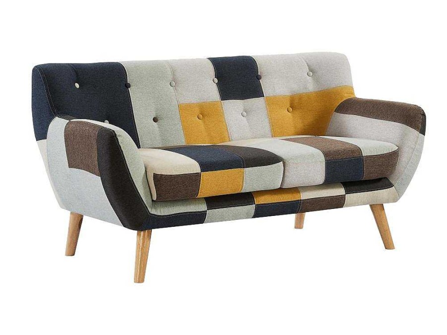 Sofa De 2 Lugares | Vente-unique Sofa De 2 Lugares Em Tecido Patchwork - Serti Ii