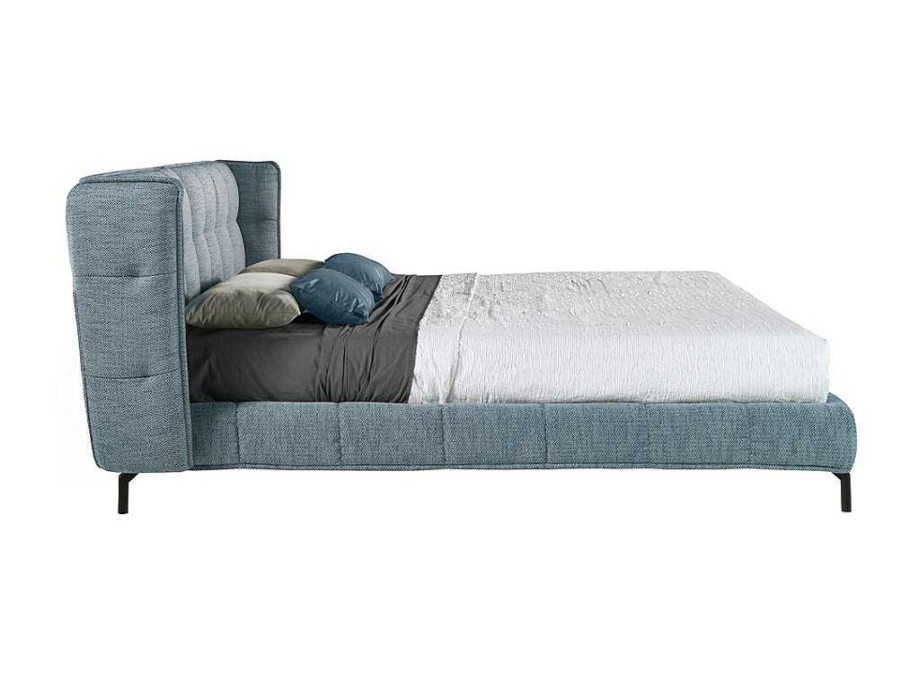 Cama De Adulto | Angel Cerda Cama Acolchoada Em Tecido Azul E Branco 7030