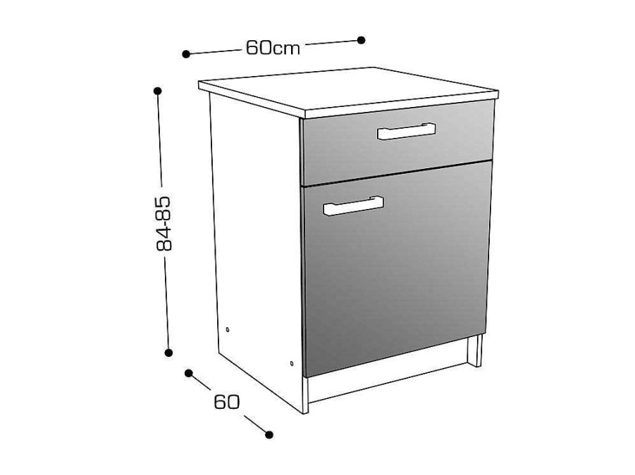 Movel De Cozinha | Vente-unique Armarios De Cozinha, 1 Movel Baixo E 1 Movel Alto, 2 Portas E 1 Gaveta Cor Natural E Preto - Trattoria