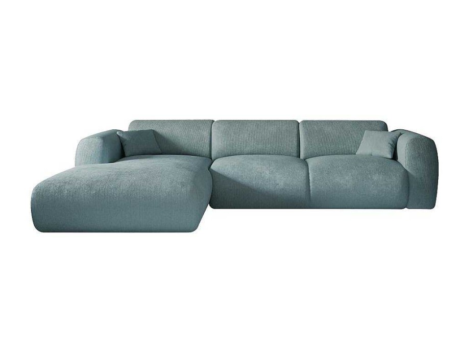 Promocoes Sofas & Poltronas | Maison Céphy Grande Sofa De Canto Esquerdo Em Tecido Texturizado Azul - Pogni