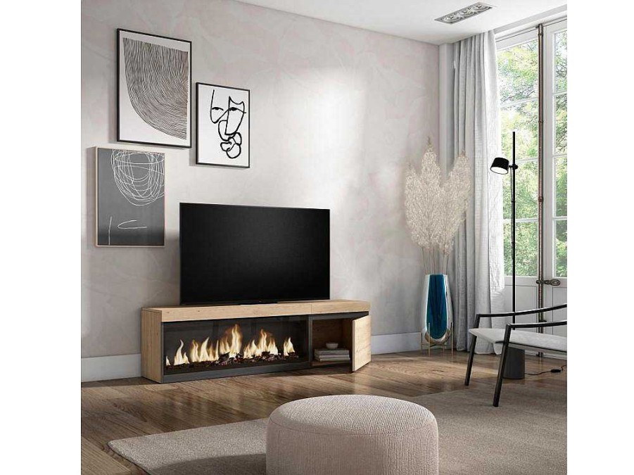 Movel De Tv | Skraut Home Movel De Tv, 160, Para Televisores Ate 65", Lareira Electrica Xxl, Carvahlo