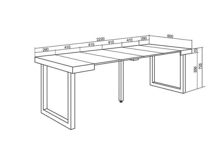 Consola | Skraut Home Mesa Consola Extensivel, 220, Para 10 Pessoas, Pes De Madeira, Preto E Carvahlo