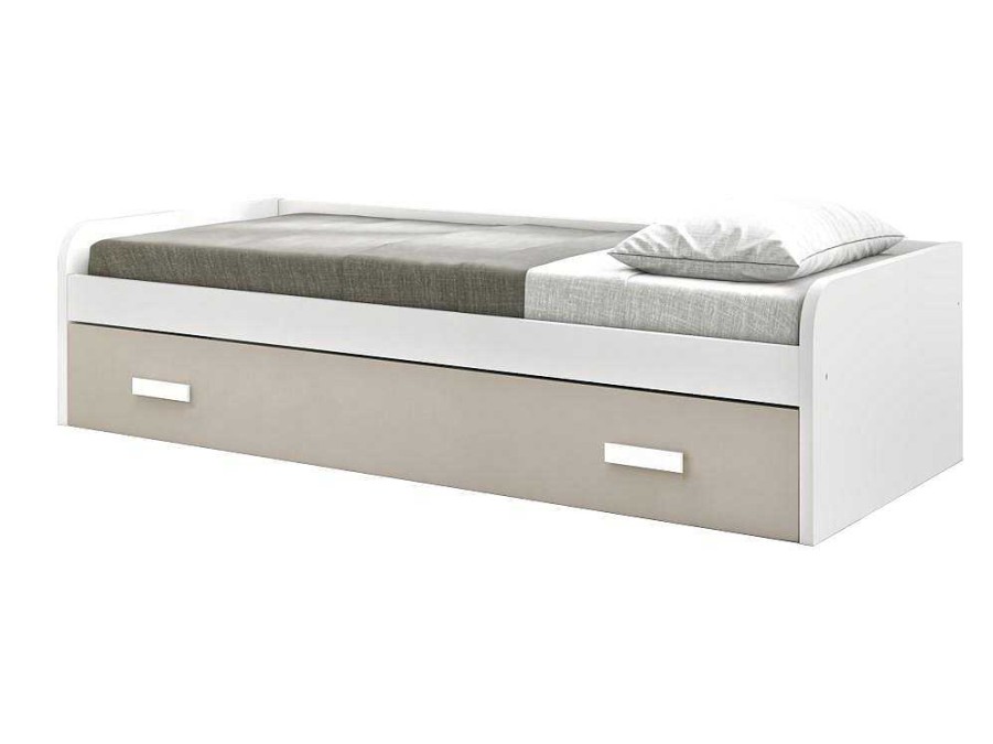 Cama Com Arrumacao | Venprodin Cama Gaveta - 105 Cm 54X190X113Cm - Branco-Cappuccino