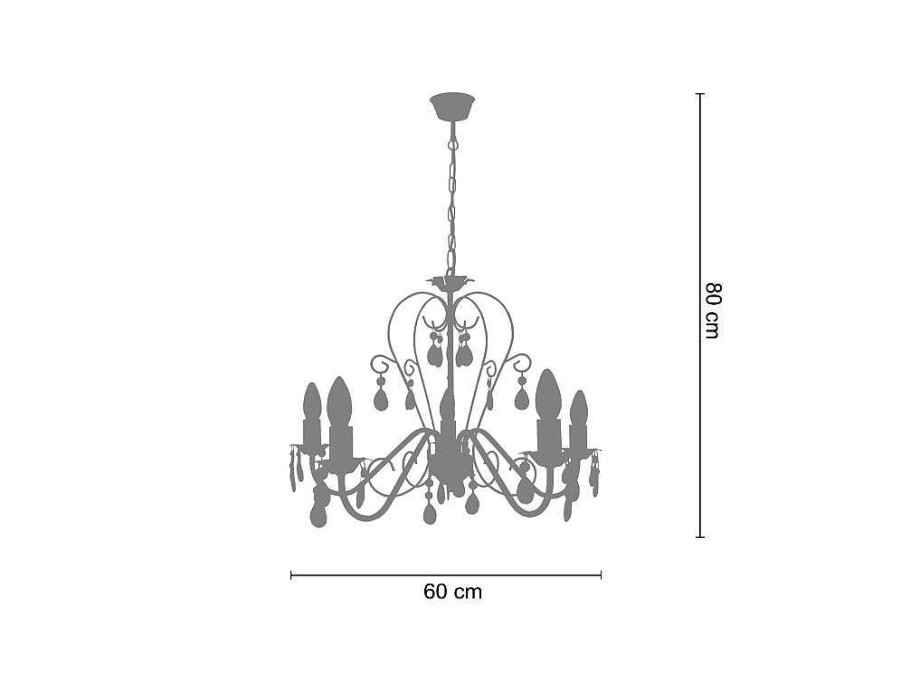 Lustre | TOSEL Lustre Tosel Pampilles Vidro Braco Transparente D55 X H90 Cm