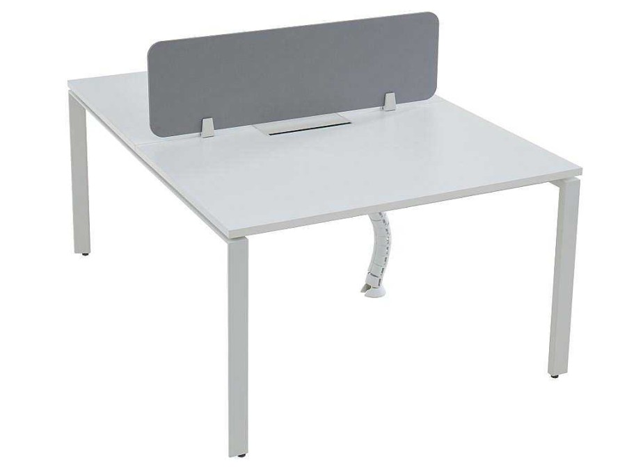 Mobiliario De Escritorio | Workēa Mesa De Escritorio 2 Pessoas Branco C120 Cm, Com Separador - Downtown