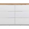 Comoda | Vente-unique Comoda Com 6 Gavetas Em Mdf Lacado A Branco E Cor Carvalho - Amani