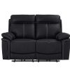 Sofa De Relaxamento Eletrico | Vente-unique Sofa De 2 Lugares Relax Eletrico Em Pele Preto - Isiris