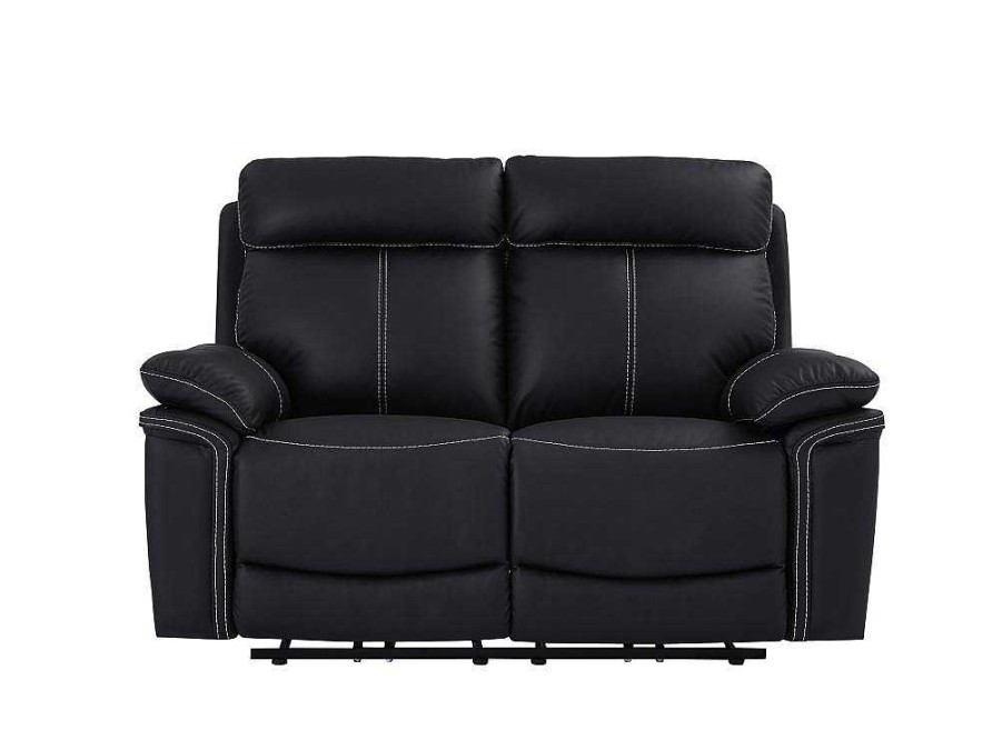 Sofa De Relaxamento Eletrico | Vente-unique Sofa De 2 Lugares Relax Eletrico Em Pele Preto - Isiris