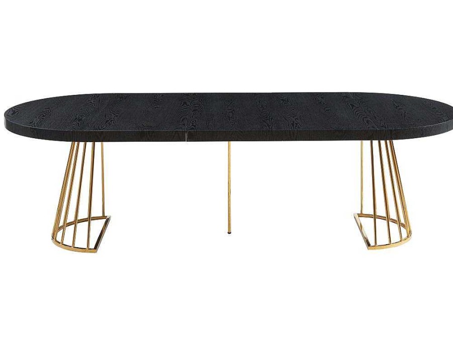 Mesa De Jantar | Vente-unique Mesa De Jantar Extensivel De 2 A 12 Lugares Em Mdf E Aco Preto E Dourado - Firela