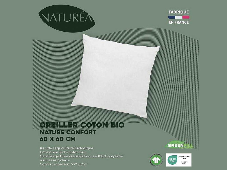 Almofada | NATUREA Conjunto De 2 Almofadas Em Algodao Biologico 60X60 Cm Da Naturea 550 G/M2 Vies Castanho - Nature Confort