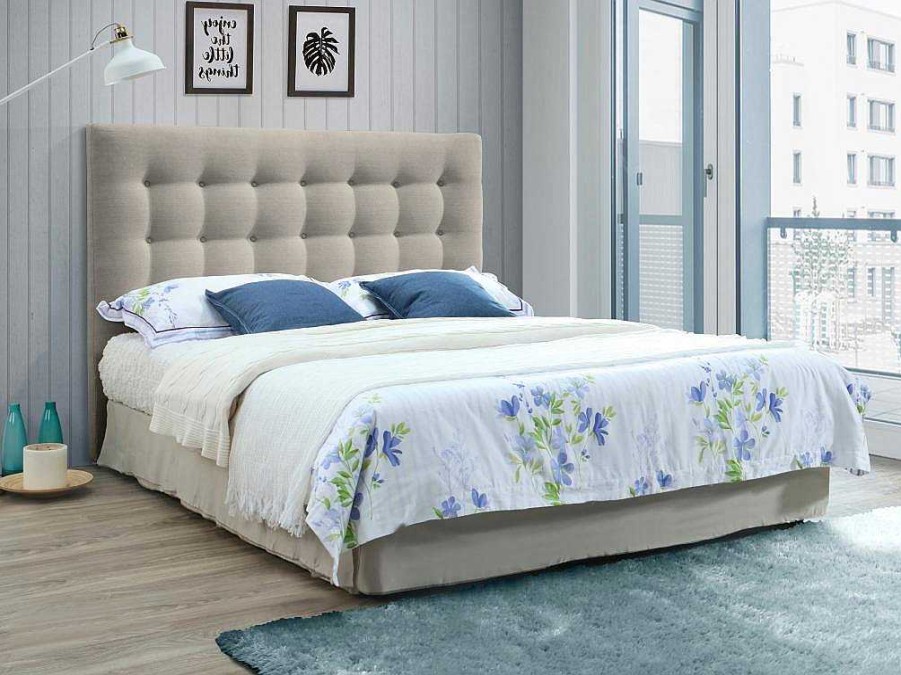 Cabeceira E Ponte De Cama | Vente-unique Cabeceira De Cama Estofada Francesco - 140 Cm - Tecido - Bege