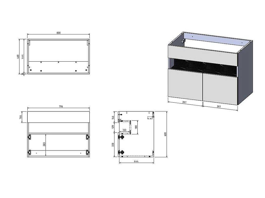 Movel Para Lavatorio | Vente-unique Movel Suspenso Para Colocar Sob O Lavatorio Com Leds, Branco E Natural Escuro C80 Cm - Pozega