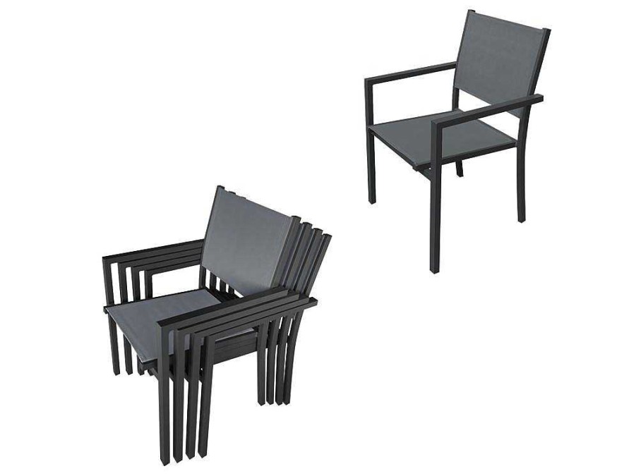 Conjunto Mesa E Cadeiras De Jardim | Happy Garden Firenze Conjunto De Moveis De Jardim Extensiveis Em Cinzento Textileno 8 Lugares - Antracite De Aluminio