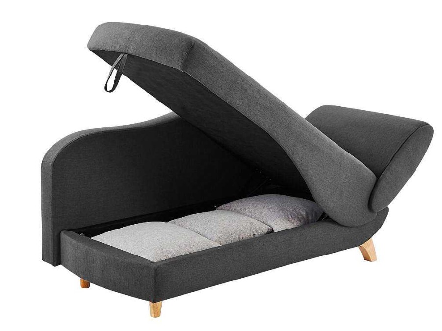 Chaise Longue | Vente-unique Chaise-Longue Esquerda Convertivel Em Tecido Antracite Com Espaco De Arrumacao - Penelope