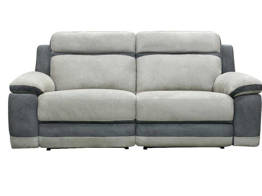 Sofa De Relaxamento Manual | Vente-unique Sofa E Cadeirao Relax Em Microfibra Cinza Claro E Antracite - Talca