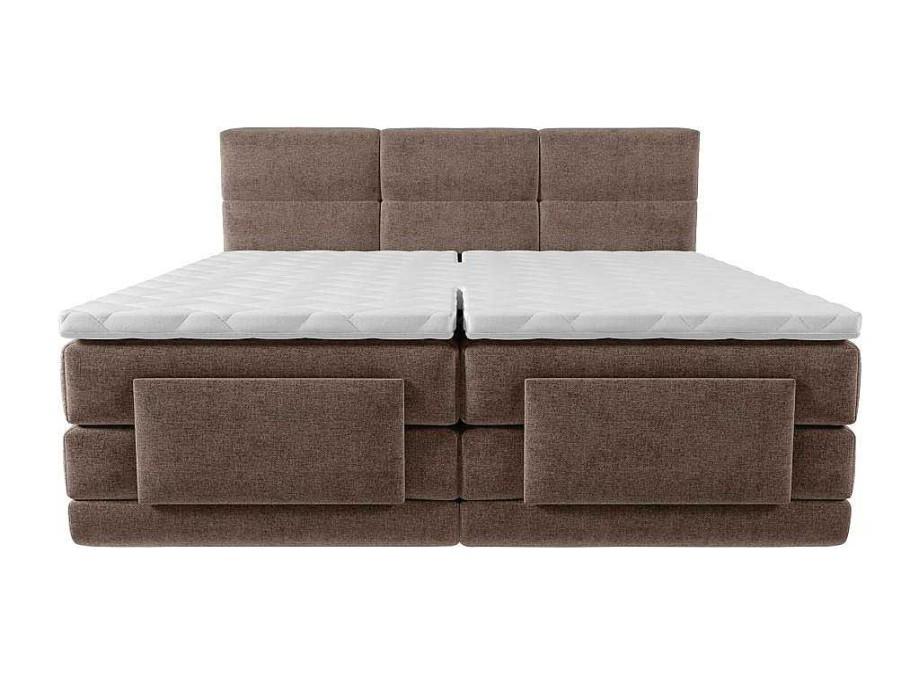 Cama Articulada | Palacio Conjunto Completo Boxspring Cabeceira De Cama Acolchoada + Sommiers Articulados Eletricos + Colchao + Sobrecolchao 2X80X200 Cm Tecido Castanho - Lodi De Palacio