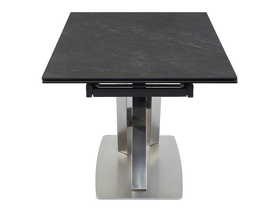 Mesa De Jantar | Vente-unique Mesa De Jantar Extensivel 6 A 8 Lugares Em Ceramica E Metal Efeito Marmore Preto - Thylia