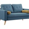 Sofa De 2 Lugares | Vente-unique Sofa De 2 Lugares Em Tecido Azul - Tatum