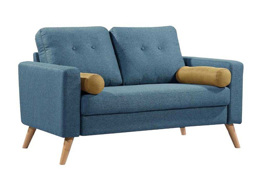 Sofa De 2 Lugares | Vente-unique Sofa De 2 Lugares Em Tecido Azul - Tatum