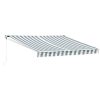 Toldo E Persiana De Exterior | Happy Garden Toldo Saule 3,5 3M - Tecido Riscado Branco/Cinzento E Estrutura Branca