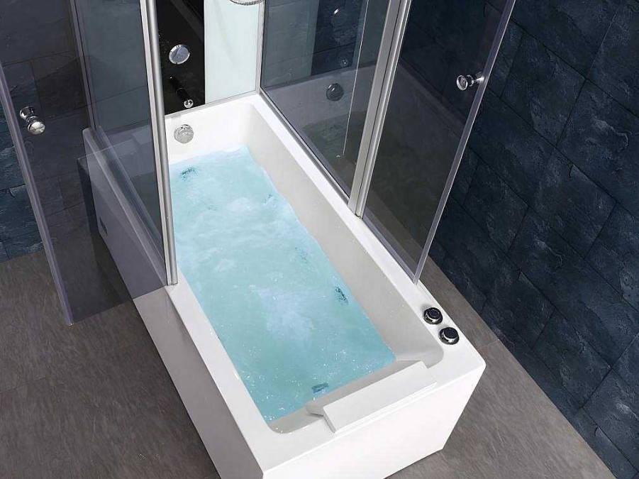 Cabine De Duche | Shower & Design Duche/Banheira Hidromassagem Daria Em Acrilico Reforcado Vidro Cinza Escuro - 75*150*215 Cm - 30 Microjatos E 6 Grandes Jatos