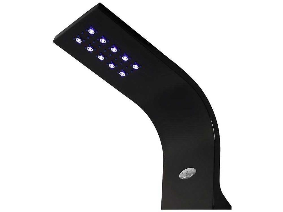 Coluna De Duche | Shower & Design Coluna De Duche Hidromassagem Termostatico Com Leds Felicita - 20 X 165 Cm - Preto