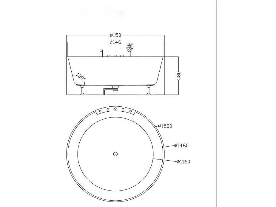 Banheira De Pousar | Shower & Design Banheira Classica Redonda Linda 150*150*58 Cm