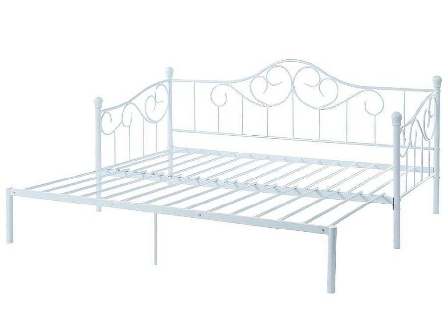 Cama Dupla | Vente-unique Cama Dupla 2X90X200 Ou 180X200 Cm Em Metal Branco - Sebille